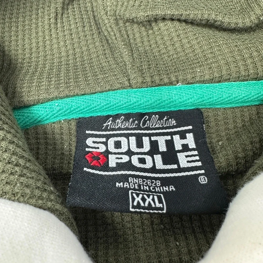SOUTH POLE‎ Vintage Men Off-White Hoodie Logo Embroidered Grunge Hip Hop Y2K 2XL